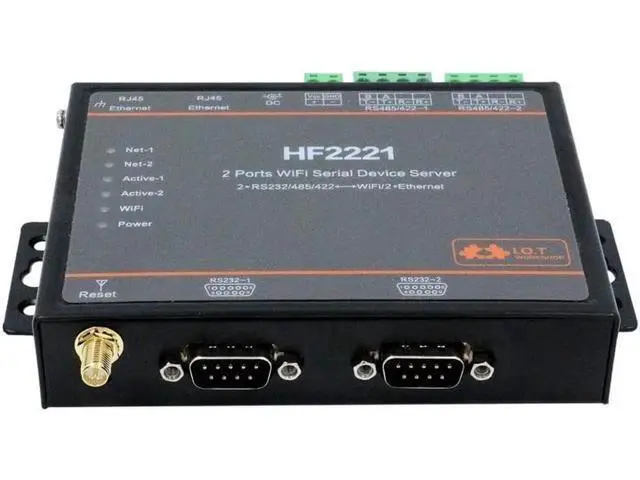 Alt view image 2 of 4 - Industrial Modbus 2Ports Serial Server RS232/RS485/RS422 to WiFi Ethernet Device Converter Connector Unit