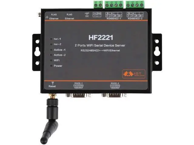 Alt view image 4 of 4 - Industrial Modbus 2Ports Serial Server RS232/RS485/RS422 to WiFi Ethernet Device Converter Connector Unit