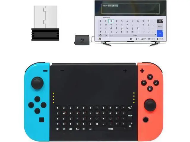 Alt view image 6 of 7 - Wireless Keyboard for Nintendo Switch Wireless Gamepad Chatpad Message Keyboard for Nintendo Switch 2.4G USB Rechargable Handheld Remote Control Keyboard for Nintendo Switch with a 2.4G Receiver