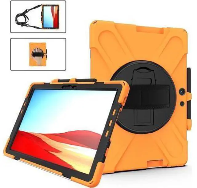 Main image of Microsoft Surface Pro Pro X Case Protective Rugged Cover with Pen Holder Hand Strap Rotating Kickstand and Shoulder Strap for Microsoft Surface Pro X 13 inch