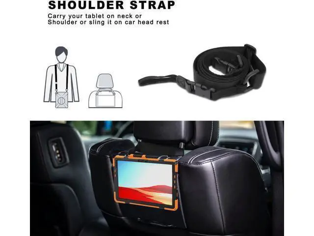 Alt view image 5 of 7 - Microsoft Surface Pro Pro X Case Protective Rugged Cover with Pen Holder Hand Strap Rotating Kickstand and Shoulder Strap for Microsoft Surface Pro X 13 inch