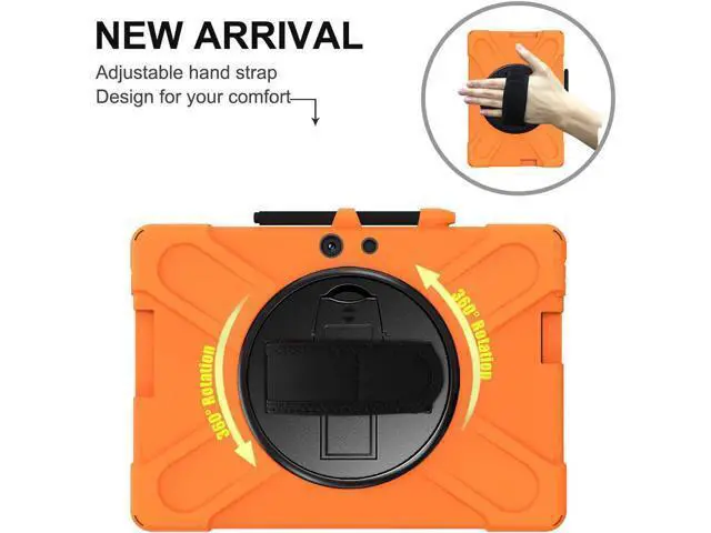 Alt view image 3 of 7 - Microsoft Surface Pro Pro X Case Protective Rugged Cover with Pen Holder Hand Strap Rotating Kickstand and Shoulder Strap for Microsoft Surface Pro X 13 inch