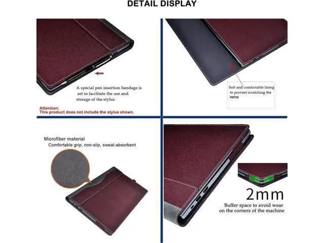 Alt view image 4 of 7 - Case Cover for HP OmniBook 7/X 16 inch AI PC 16-ay/16-aw/16-az & for HP OmniBook 5 Laptop 16-ba 16-bc 16z-bc Sleeve,PU Leather Protective Bag Shell with Pen Holder Wine Red