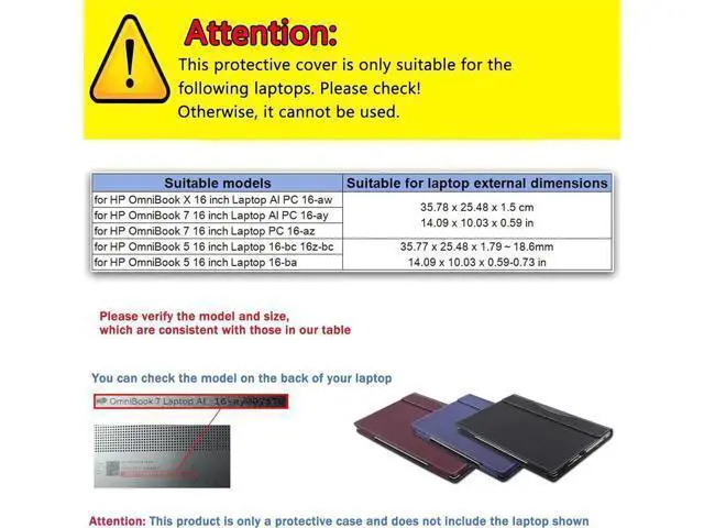 Alt view image 2 of 7 - Case Cover for HP OmniBook 7/X 16 inch AI PC 16-ay/16-aw/16-az & for HP OmniBook 5 Laptop 16-ba 16-bc 16z-bc Sleeve,PU Leather Protective Bag Shell with Pen Holder Wine Red