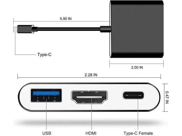 Alt view image 3 of 7 - Werleo HDMI Type C Hub Adapter for Nintendo Switch 4K USB C HDMI Converter Dock Cable for Nintendo Switch Support MacBook Pro Samsung Galaxy S8 Plus Google Pixel Black