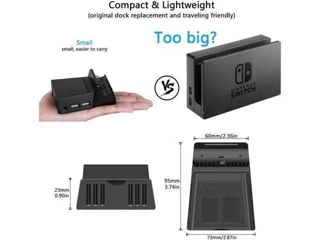 Alt view image 7 of 7 - Werleo Switch TV Dock Atuten Mini Portable Conversion Base for N-Switch Charging Stand for Nintendo Switch with HDMI and USB 3.0 Port, Replacement for Nintendo Switch Dock