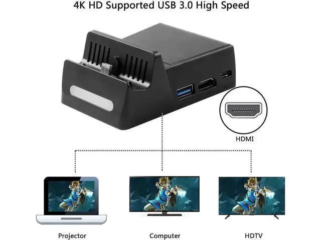 Alt view image 5 of 7 - Werleo Switch TV Dock Atuten Mini Portable Conversion Base for N-Switch Charging Stand for Nintendo Switch with HDMI and USB 3.0 Port, Replacement for Nintendo Switch Dock