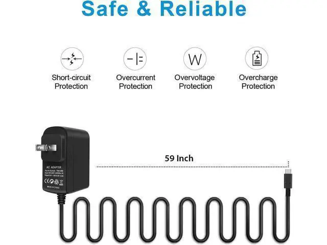 Alt view image 4 of 6 - AC Adapter for Nintendo Switch KINGTOP Nintendo Switch Charger with 5FT USB Type C Cable 15V 2.6A Fast Travel Wall Charger for Nintendo Switch and Pro Controller Supports TV Mode and Dock Station