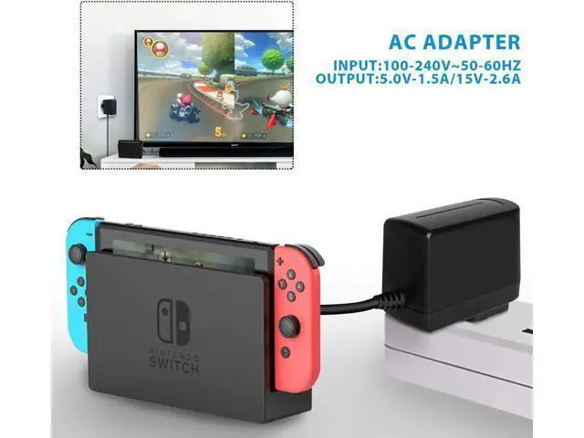 Alt view image 6 of 6 - AC Adapter for Nintendo Switch KINGTOP Nintendo Switch Charger with 5FT USB Type C Cable 15V 2.6A Fast Travel Wall Charger for Nintendo Switch and Pro Controller Supports TV Mode and Dock Station