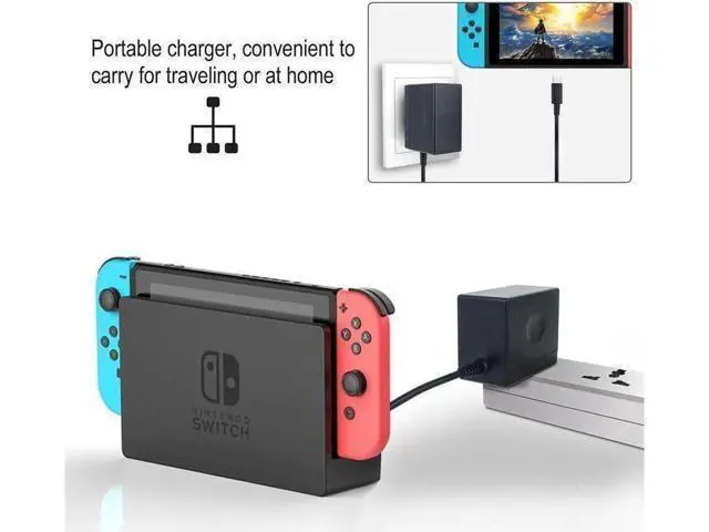 Alt view image 2 of 6 - Charger for Nintendo Switch,AC adapter for Nintendo Switch - Fast Travel Wall Charger with 5FT USB Type C Cable 15V/2.6A Power Supply for Nintendo Switch Supports TV Mode and Dock Station