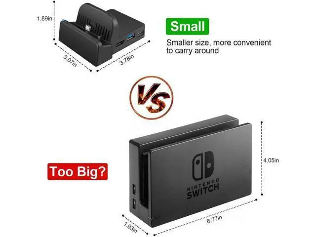 Alt view image 5 of 6 - Switch TV Dock Portable Charging Stand for Nintendo Switch Compact Switch to HDMI Adapter Mini Switch Docking Station with Extra USB 3.0 Port Replacement Charging Dock for Nintendo Switch