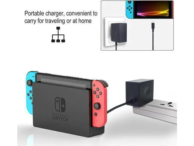 Alt view image 3 of 7 - AC Adapter Charger for Nintendo Switch, Switch Charger AC Adapter Power Supply 15V 2.6A Fast Charging Kit for Switch Dock / Switch Lite and Pro Controller (Support TV Mode)
