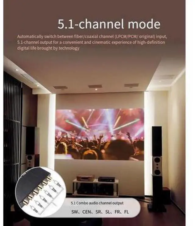Alt view image 3 of 7 - 5.1 Audio decoder Digital Audio Converter DTS/AC3 Dolby Decoder SPDIF input to 5.1CH
