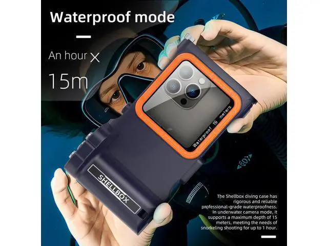 Alt view image 2 of 7 - Universal Waterproof Phone Case for Snorkeling Diving Swimming Surfing Scuba Bluetooth Control for Phone16/15/14 Pro Max Samsung Galaxy S25/S24/S23 Ultra up to 6.9" Blue