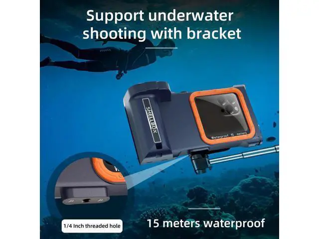Alt view image 6 of 7 - Universal Waterproof Phone Case for Snorkeling Diving Swimming Surfing Scuba Bluetooth Control for Phone16/15/14 Pro Max Samsung Galaxy S25/S24/S23 Ultra up to 6.9" Blue