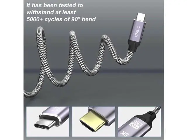 Alt view image 2 of 3 - Aomoproing USB4 USB-C Type-C Source to HDTV 2.0 Display 8K UHD 4K DP to HDTV Male Monitor Cable Connector 1.8m 6ft