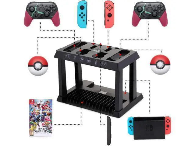 Alt view image 2 of 7 - Charging Dock for Nintendo Switch Joy Cons Pro Controllers and Poke Ball Plus Controllers Organizer for Nintendo Switch Accessories with LED Indicators
