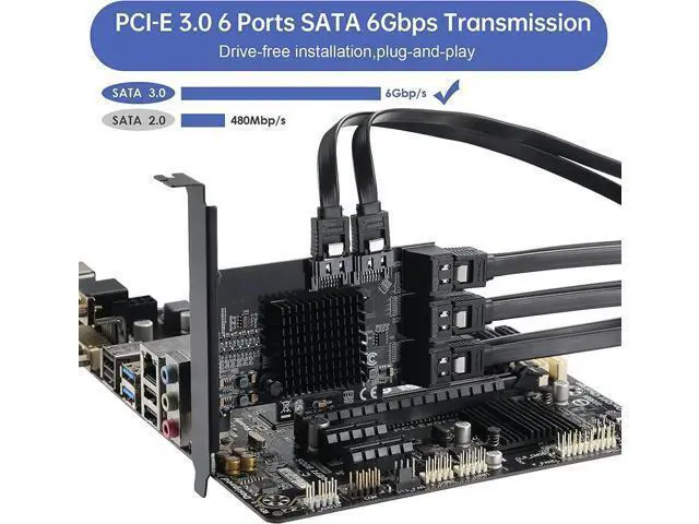 Alt view image 3 of 6 - Aomoproing PCIE 4X SATA Card 8 Ports,with 8 SATA Cables and Low Profile Bracket,PCIE to SATA 3.0 6 Gbps Controller,PCIE to SATA Expansion Card,SATA Controller,SATA PCIE Card,ASM1166+JMB575 Chips