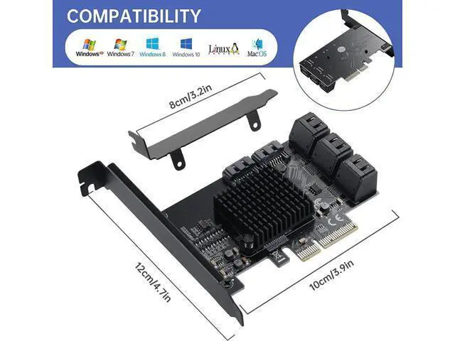 Alt view image 4 of 6 - Aomoproing PCIE 4X SATA Card 8 Ports,with 8 SATA Cables and Low Profile Bracket,PCIE to SATA 3.0 6 Gbps Controller,PCIE to SATA Expansion Card,SATA Controller,SATA PCIE Card,ASM1166+JMB575 Chips