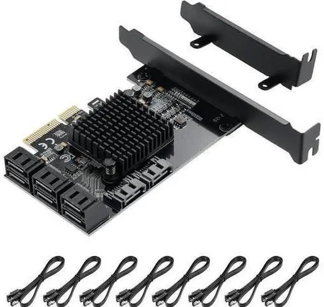 Main image of Aomoproing PCIE 4X SATA Card 8 Ports,with 8 SATA Cables and Low Profile Bracket,PCIE to SATA 3.0 6 Gbps Controller,PCIE to SATA Expansion Card,SATA Controller,SATA PCIE Card,ASM1166+JMB575 Chips