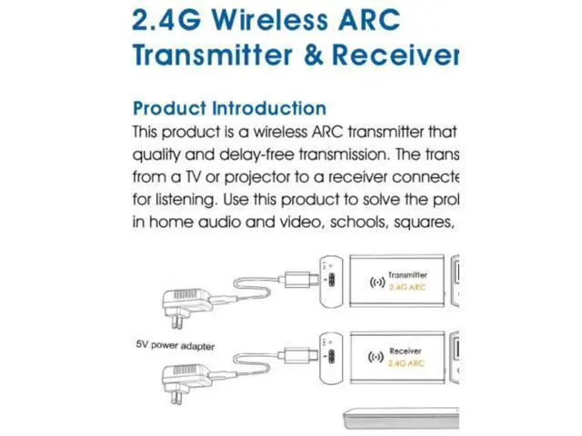 Alt view image 3 of 5 - 2.4G wireless ARC transmitter, delay-free ARC audio return digital audio signal wireless audio transmitter