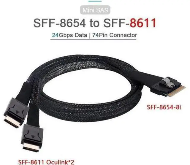 Main image of Aomoproing PCI-E Dual Oculink Slim 4.0 SFF-8654 8i 74pin to SFF-8611 Ultraport Slimline SAS 0.5M