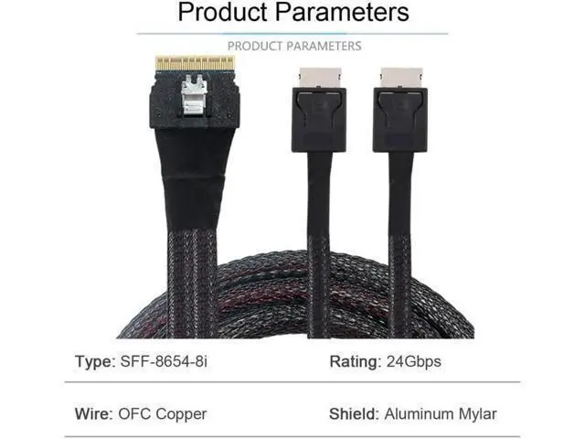 Alt view image 3 of 3 - Aomoproing PCI-E Dual Oculink Slim 4.0 SFF-8654 8i 74pin to SFF-8611 Ultraport Slimline SAS 0.5M