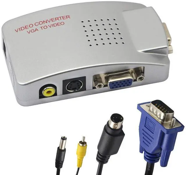 Main image of VGA to RCA Adapter,Composite VGA to Video,S-Video Converter,for HDTV, Monitors, Laptop, Desktop, PC.