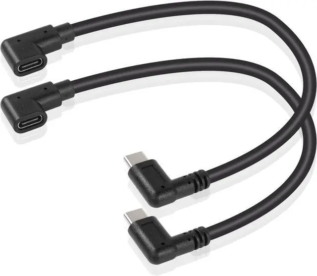 Main image of USB C Extension Cable, Right Angle Male to Female, 0.3m, Black, Supports PD60W Fast Charging, Compatible with Laptops, Tablets, Mobile Phones