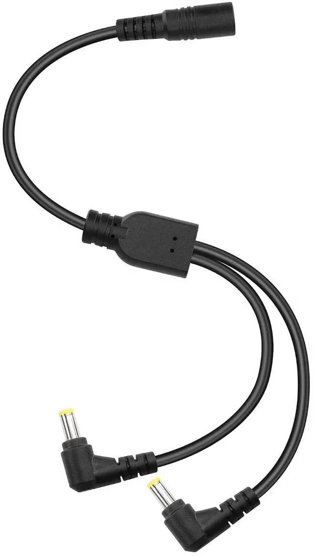 Main image of DC5525 Y-Splitter Cable 18AWG DC 5.5mm X 2.5mm Straight Female to Double Right Angle 90 Degree DC 5.5mm X 2.5mm Male Extension Power Cable for Cameras,Laptops,Routers,etc(27.5Inch)