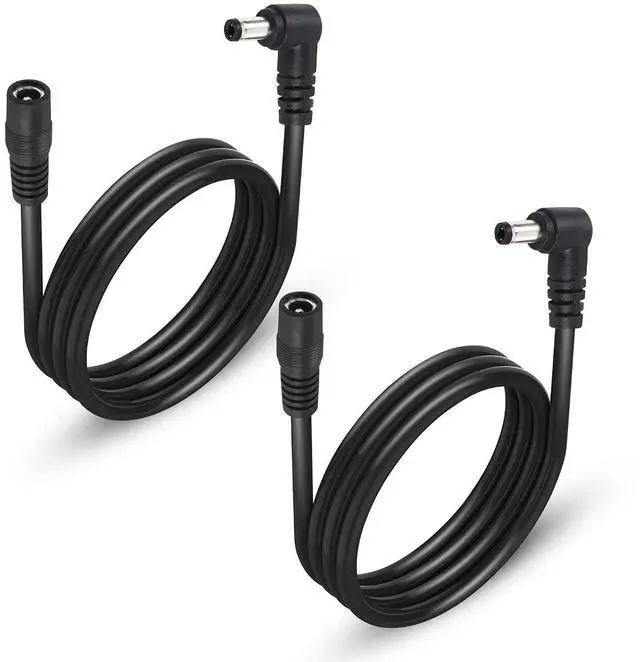 Main image of 2 Pack DC5525 Power Extension Cable, DC 5.5mm x 2.5mm Right Angle Male to Female Power Adapter Cable3FT 18AWG Heavy Duty Cord for Strip Lihgt,CCTV,Car,Monitors,etc. 1M