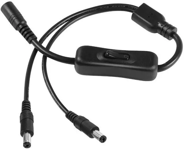 Main image of DC5521 Y Splitter Power Cable with Switch, DC 5.5mm x 2.1mm 1 Female to 2 Male Extension Cable with On/Off 304 Switch for CCTV Surveillance Camera,LED Light Bar etc 0.4m