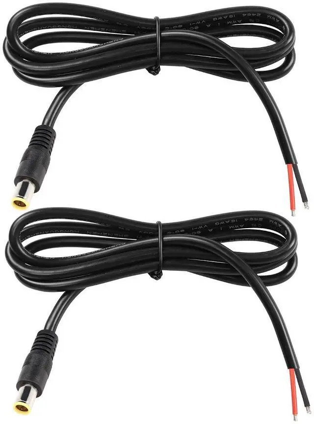 Main image of 2 Pack DC7909 Power Pigtails Cable, 12V DC 8mm Male Plug to Bare Wire Open End Power Wire Supply Repair Cable, 16AWG DC 7.9 x 5.5mm Barrel Connector Pigtail for Solar Cell, Laptop Power(1m)
