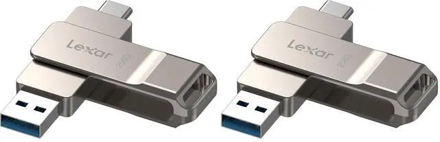 Main image of D40E 256GB Dual USB 3.2 Gen 1 Type-C Jump Drive, USB-C Flash Metal Housing Swivel Design Thumb Drive (Champagne Silver) (Pack of 2)