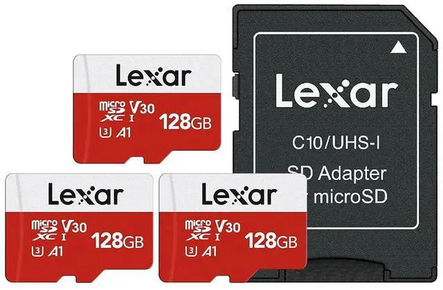 Main image of E-Series 128GB Micro SD Card 3 Pack, microSDXC UHS-I Flash Memory Card with Adapter, 100MB/s, C10, U3, A1, V30, Full HD, 4K UHD, High Speed TF Card