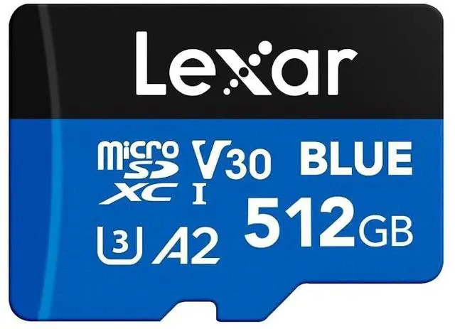 Main image of 512GB Blue Micro SD Card Up to 160MB/s, microSDXC UHS-I Memory Card with SD Adapter, C10, U3, A2, V30, Full HD, 4K UHD, High Speed TF Card