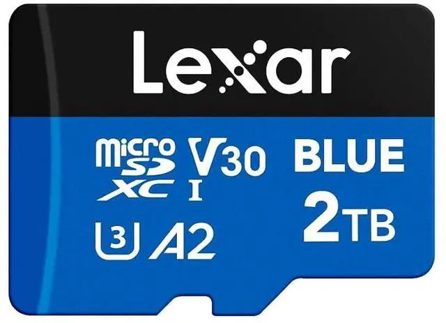 Main image of 2TB Blue Micro SD Card Up to 160MB/s microSDXC UHS-I Memory Card | C10, U3, A2, V30, Full HD, 4K UHD, High Speed TF Card with SD Adapter