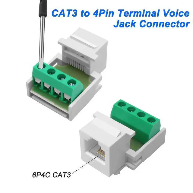 Alt view image 3 of 7 - CAT3 Telephone Module RJ11 6P4C Female to 4Pin Solderless Screw Terminal Adapter Telephone Module RJ11 CAT3 Voice Jack Phone Line Connector - 5PCS
