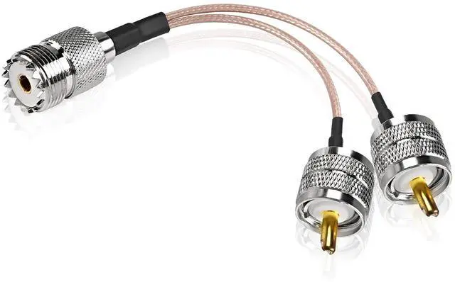 Main image of UHF Female to Dual UHF Male Splitter Cable SO239 to PL-259 Extension Cord RG316 CoaxialCable for HAM CB Radio Antenna-15CM/5.9INCH