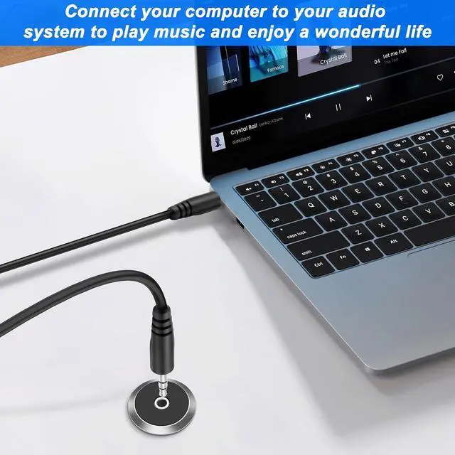 Alt view image 6 of 7 - 3.5mm TRS Panel Mount Audio Cable 1/8" TRS to Threaded Round 3.5mm Jack Female to Male Headphone Extension Cable Embedded Fixed AUX Audio Adapter for Laptop Microphones - 50CM/1.64FT (Male)