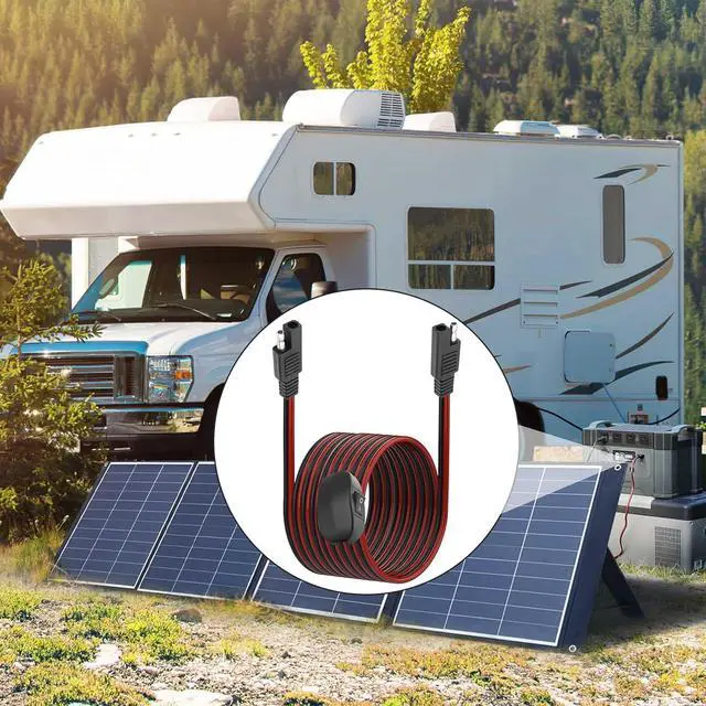 Alt view image 4 of 7 - SAE Extension Cable with ON/Off Switch 14AWG Solar Power Cable Wire Harness Quick Connect Wire 12V-24V SAE Connector for Solar Panel RV Motorcycle Camp Trailer - 2.5M/8.2FT