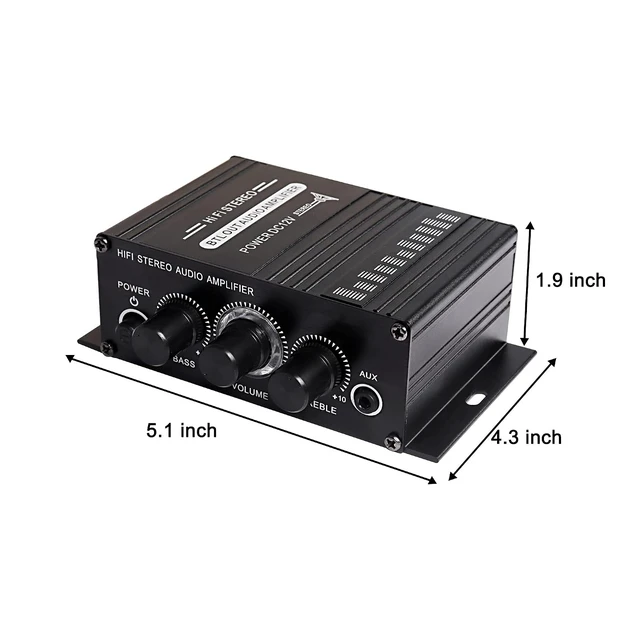 Alt view image 2 of 7 - XMSJSIY 12V HiFi Stereo Audio Amplifier for Car 2 Channel HiFi Bass Audio