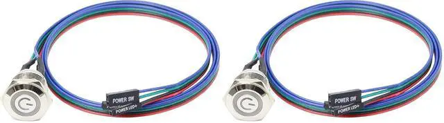 Main image of Chassis Switch - Metal Button, PC Case LED Power Button ATX Supply On/Off for DIY Computer - 60cm, 12mm (Pack of 2)