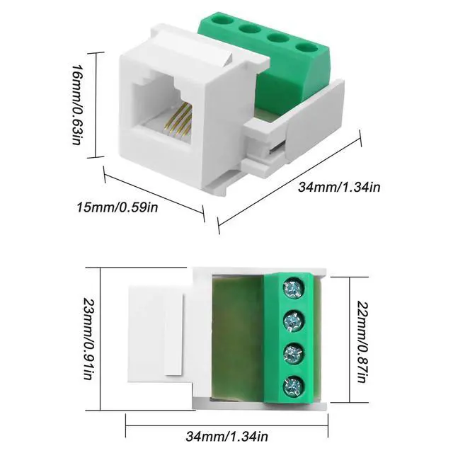 Alt view image 2 of 7 - CAT3 Telephone Module RJ11 6P4C Female to 4Pin Solderless Screw Terminal Adapter Telephone Module RJ11 CAT3 Voice Jack Phone Line Connector - 5PCS