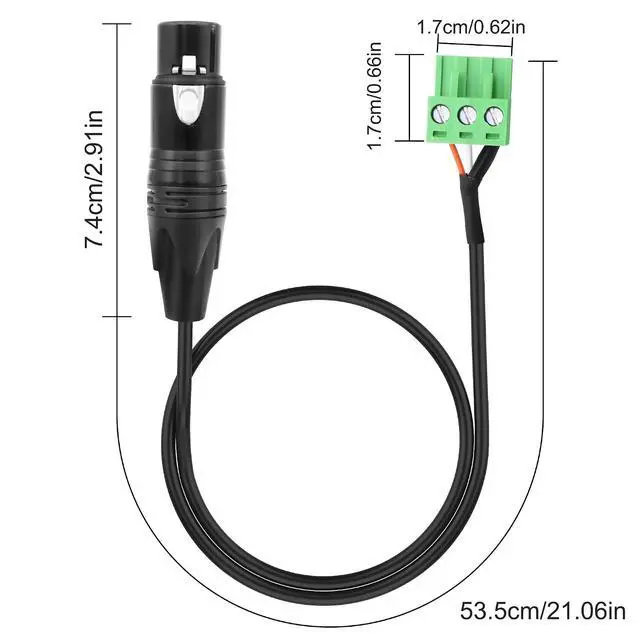 Alt view image 2 of 7 - XLR to 3-pin Phoenix Cable XLR 3P Female to PHX3M NBKF/2EDG-5.08 3pin PCB Screw Terminal Block Adapter Connector Cord for Speakers -0.4M/1.3FT
