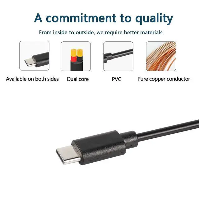 Alt view image 3 of 7 - USB Type-C Pigtail Cable Extension Power Cable 22AWG 5V 3A USB-C Plug to 2 Pin Bare Wire Open End Connector for DIY - 1M/3.2FT 5PCS (Type C Male)