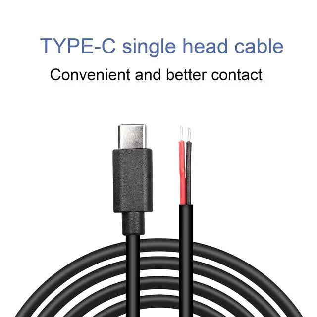 Alt view image 5 of 7 - USB Type-C Pigtail Cable Extension Power Cable 22AWG 5V 3A USB-C Plug to 2 Pin Bare Wire Open End Connector for DIY - 1M/3.2FT 5PCS (Type C Male)