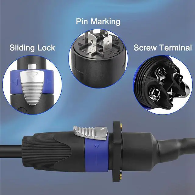Alt view image 4 of 7 - Speakon Panel Mount Socket Female to Speakon Male Connector Speaker Cable Audio Extension Wire Cord with Jack Twist Lock for Loudspeaker Amplifier DJ Stage - 1M/3.28FT