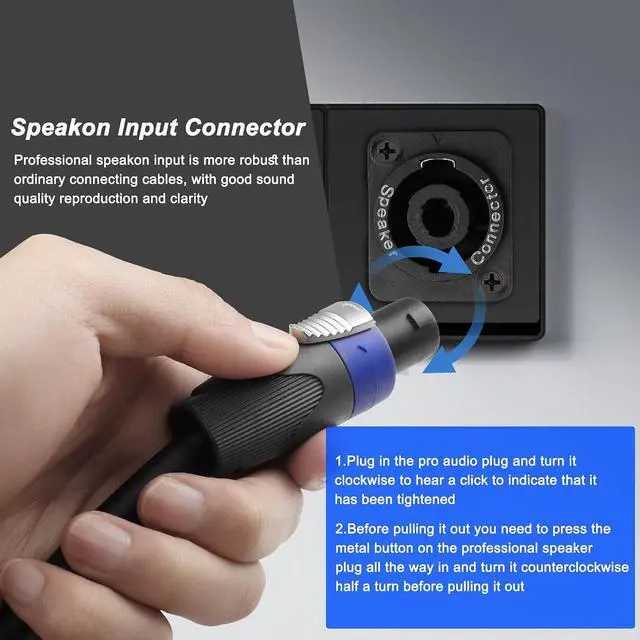 Alt view image 6 of 7 - Speakon Panel Mount Socket Female to Speakon Male Connector Speaker Cable Audio Extension Wire Cord with Jack Twist Lock for Loudspeaker Amplifier DJ Stage - 1M/3.28FT