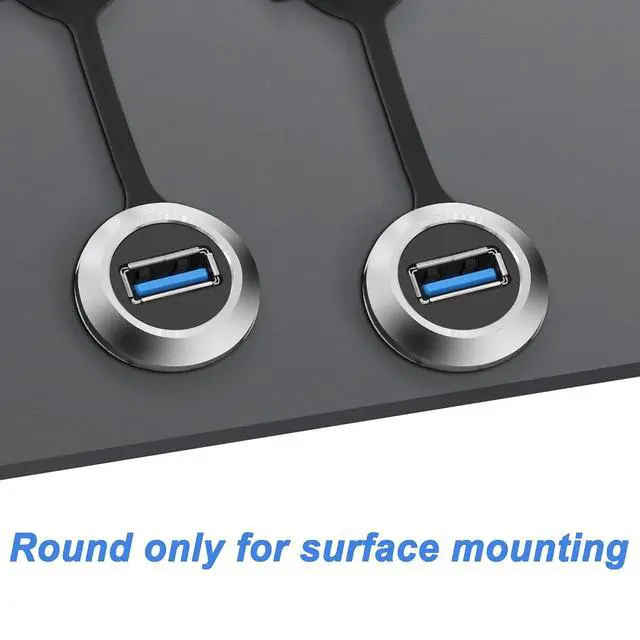Alt view image 6 of 7 - USB 3.0 Panel Flush Mount Cable 5Gbps USB Type-A Male to USB Type-A Female Threaded Fixed Panel Mount Extension Cable USB A Port Charging Socket Connector for Data Transfer - 1M/3.2FT (Round)